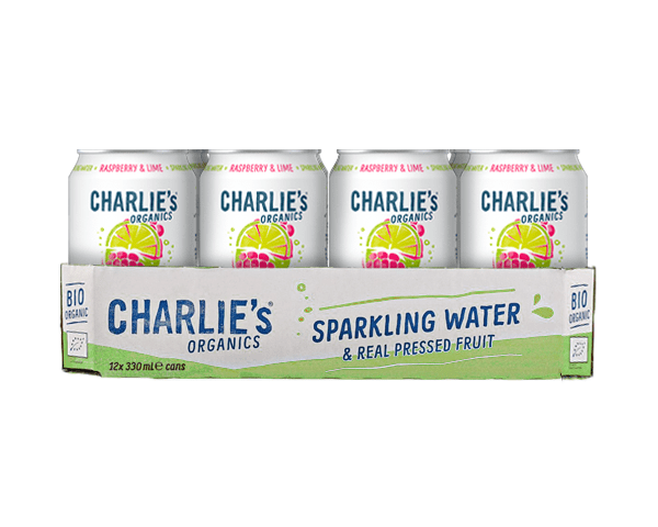 Charlie's organics acqua frizzante lampone lime biologico (12x 33cl)