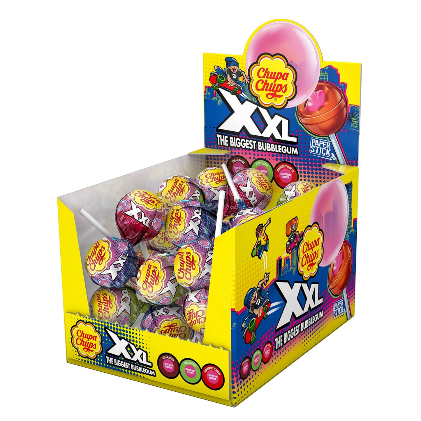 Lecca lecca Chupa chups xxl con gomma da masticare (25 pezzi)