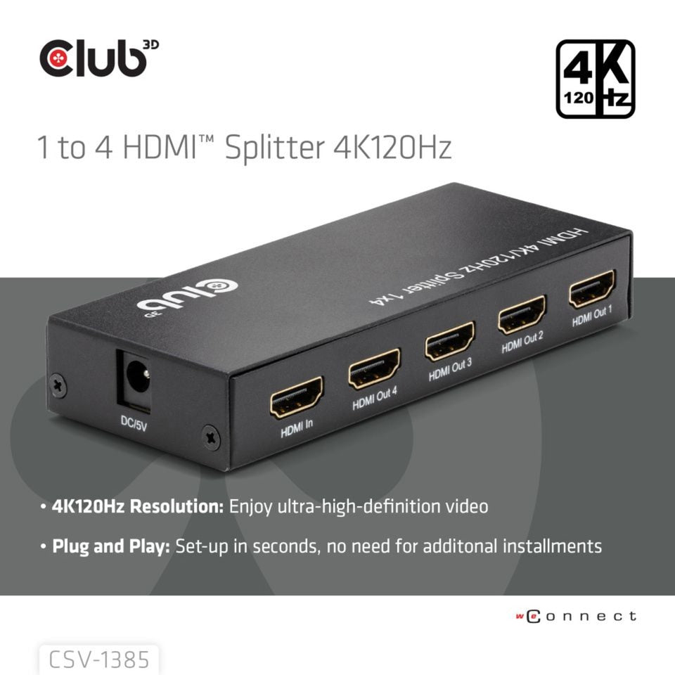 Club 3D HDMI Splitter 1x> 4x HDMI 4K 120Hz