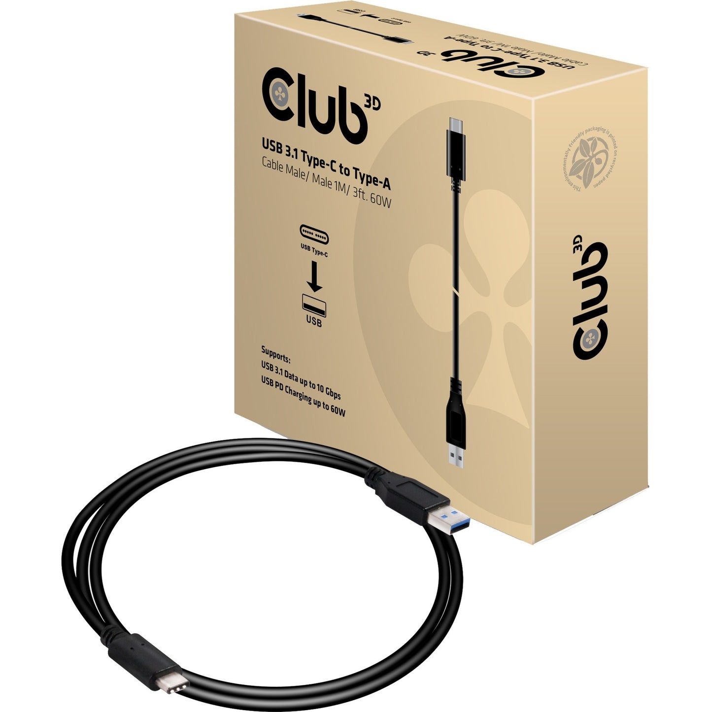 Club 3D USB 3.1 Tipo-C Tipo A, 1M