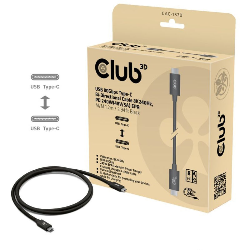 Club 3D USB-C 80GBPS certificato 240W 8K 240Hz