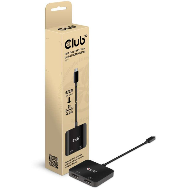 Club 3D USB-C (masculino) a doble HDMI (mujer) 4K 60Hz MST H