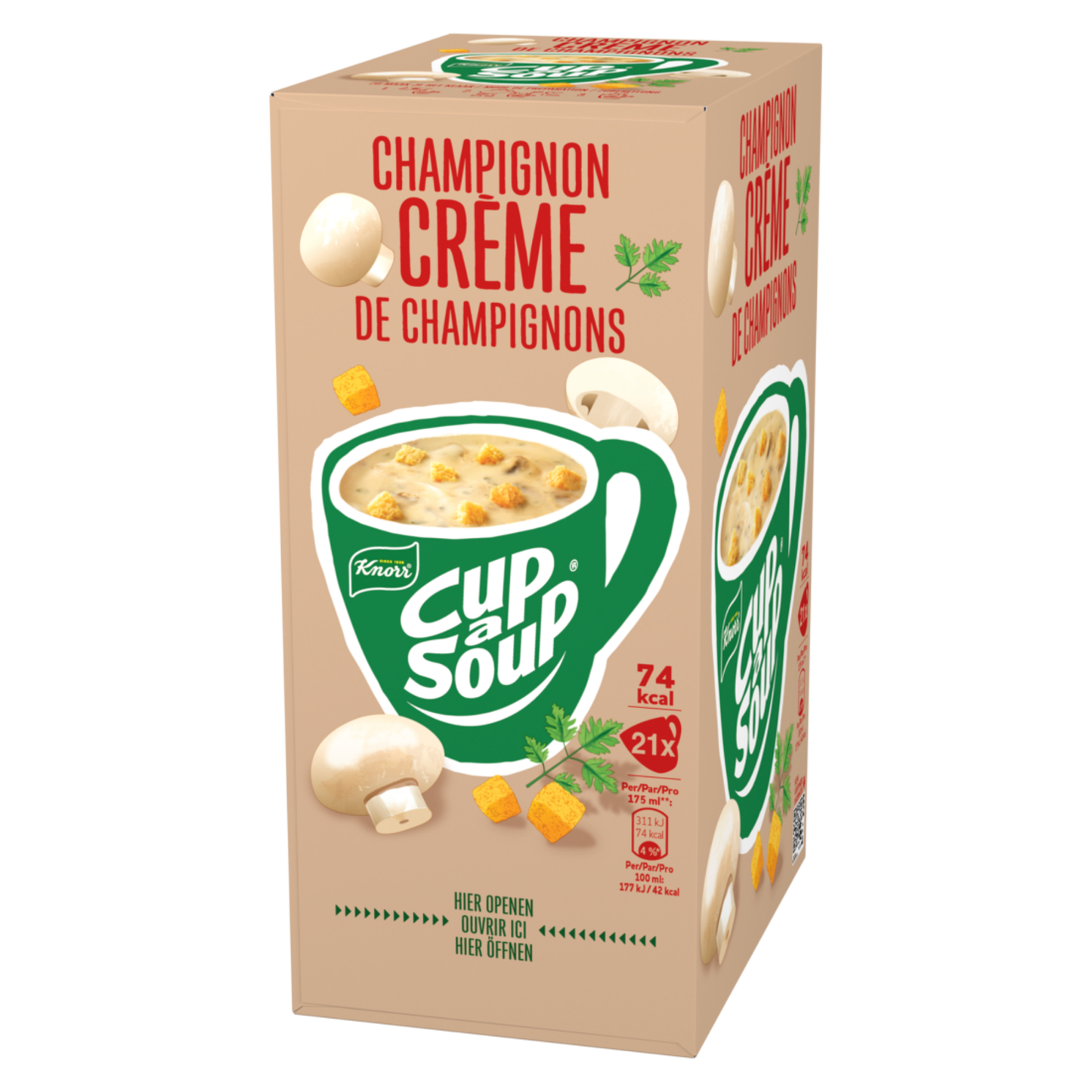 Trío de sopa cup-a-soup – tomate, crema de pollo y champiñones – 63x175ml – poderosa mezcla de sopa clásica (21x 175 ml) (b-0275)