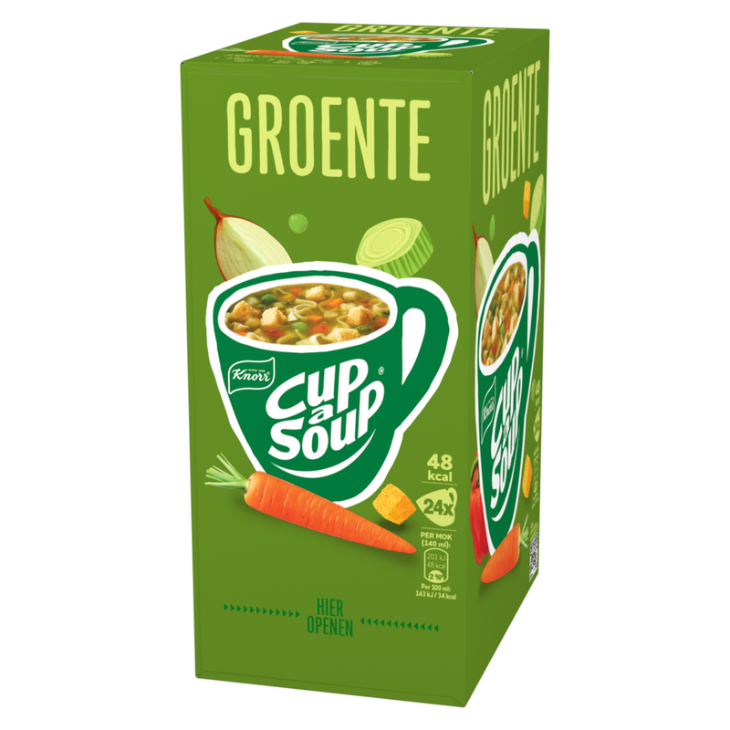 Cup a soup unox cup-a-soup 4-pack – 1x kip, 1x tomaat, 1x champignon crème, 1x groente – 84 porties – instantsoep – houdbaar (b-0276)