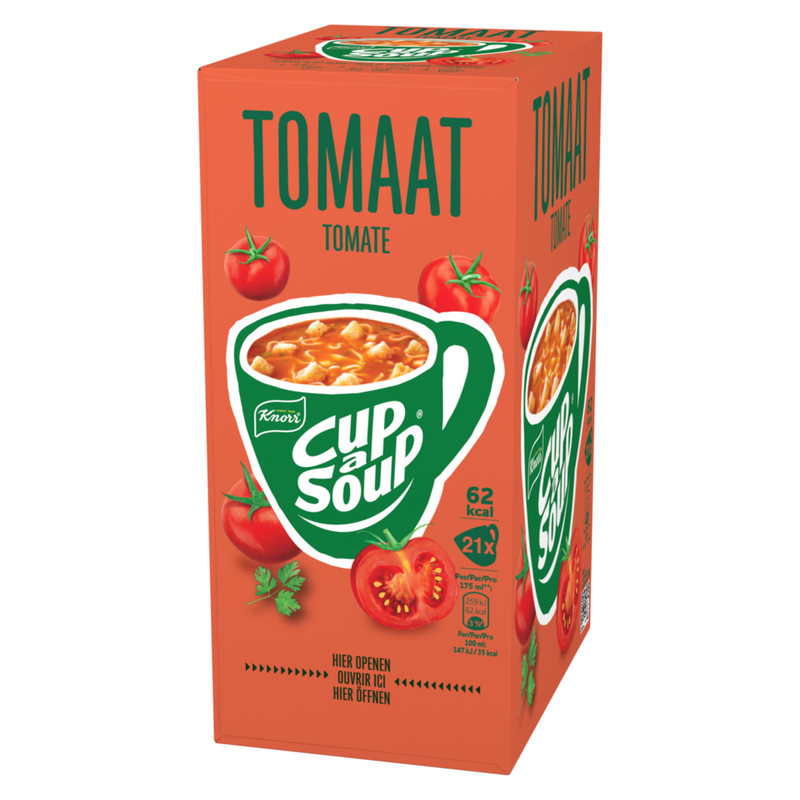 Cup a soup cup-a-soup 4-pack 1x champignon creme, 1x kip, 1x tomaat, 1x indiase kerrie. 84 porties van 175ml (21x 175 ml) (b-0274)