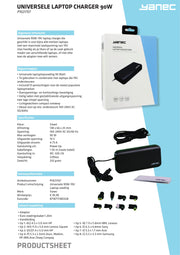 Universeel yanec universele laptop ac adapter 90w met 8 tips - zwart - afbeelding 5