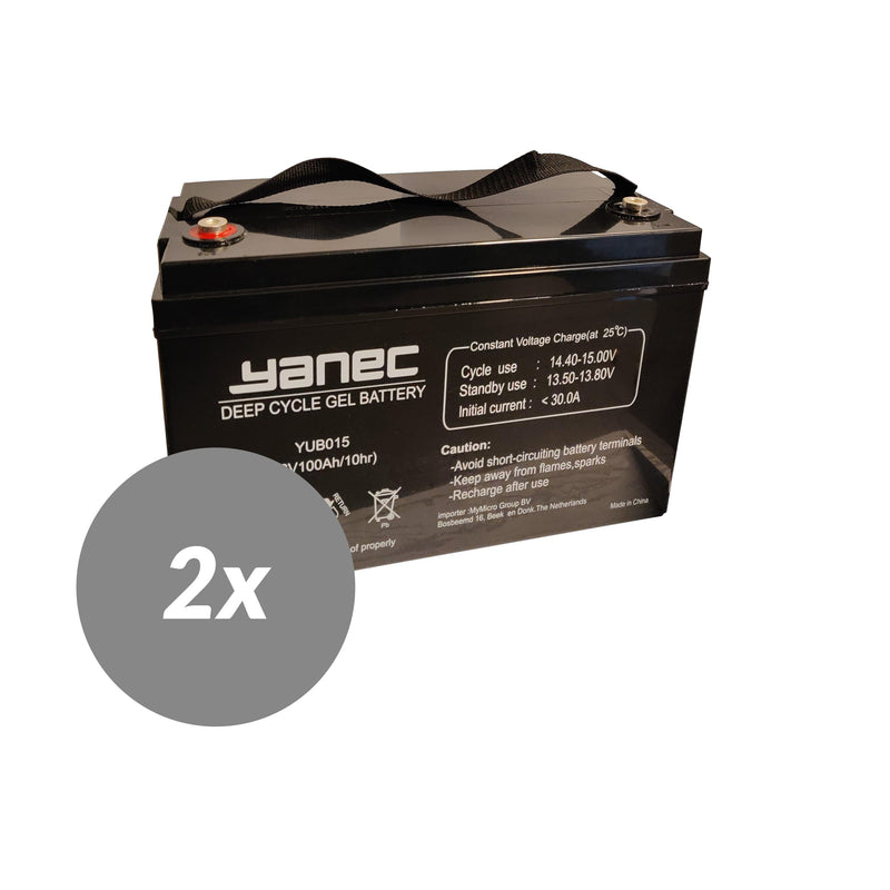 Yanec gel accu 12v 100ah vervangingsset (excl. kabels)