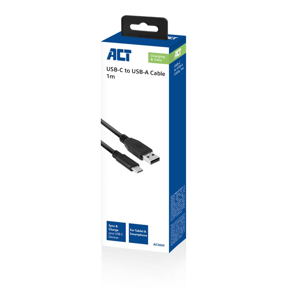 ACT USB 3.2 Gen1 Cable de datos de carga A Male C Male 1 metro