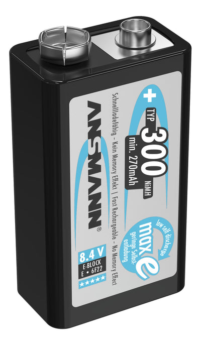 Ansmann Nimh Battery Battery 9 Volt E Blocco Tipo 300 MAXE 1er Blister