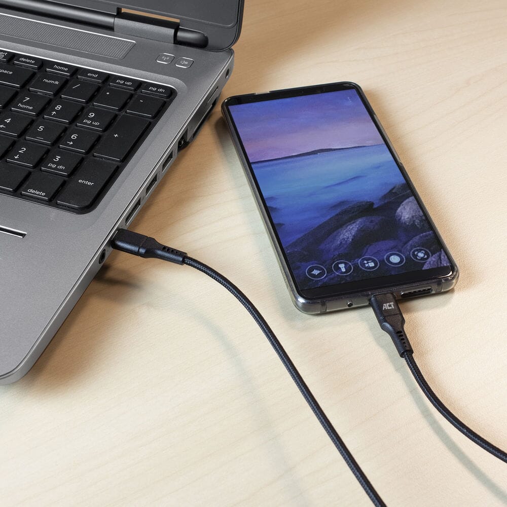 ACT USB-C Male a USB-C Cable de datos de carga masculina 1M Nylon