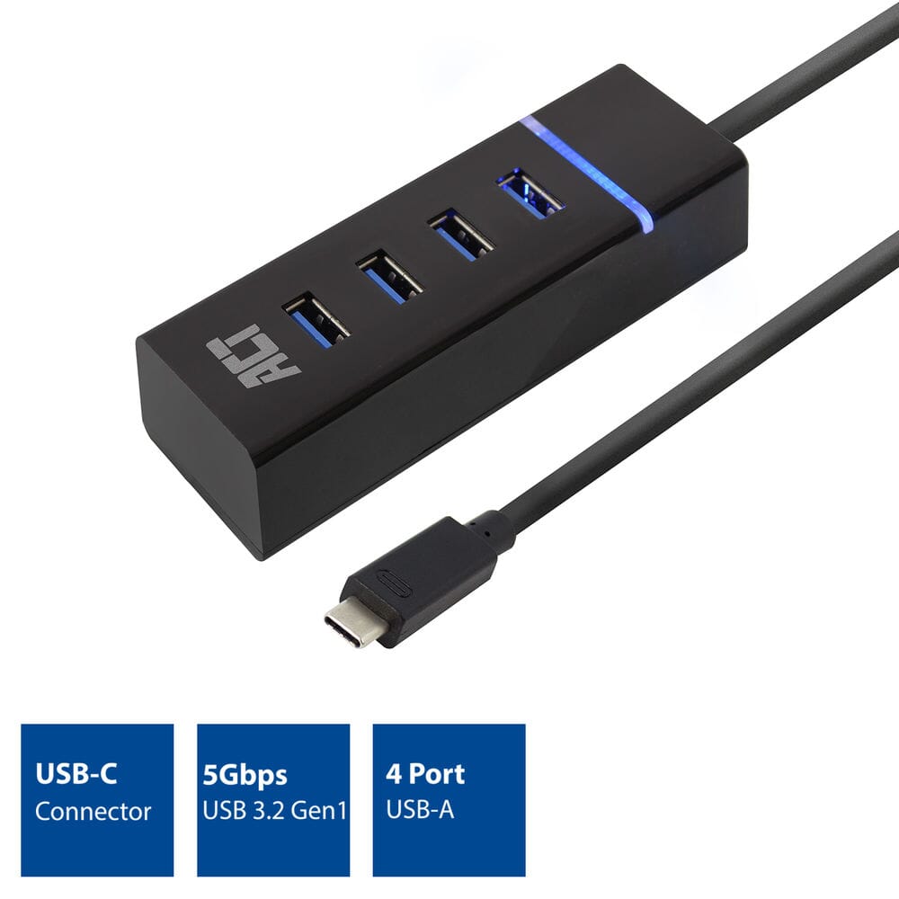 ACT Conectividad USB-C HUB 3.2 con 4 puertos USB-A