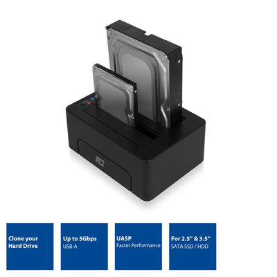 Acto 2.5 y 3.5 pulgadas Dock SATA DUAL DISK Dock USB 3.2 Gen1