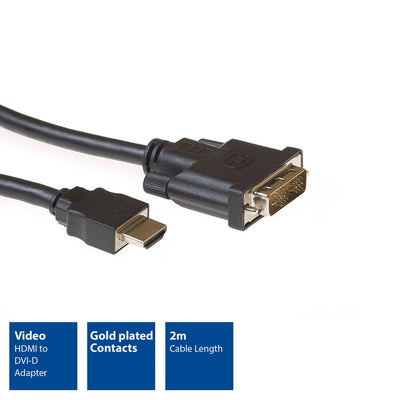 Acto 2 metros HDMI a DVI-D Adaptador Cable
