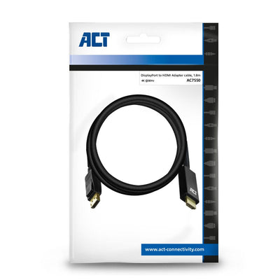 ACT DisplayPort Male a HDMI Cable adaptador masculino, 1.8 m