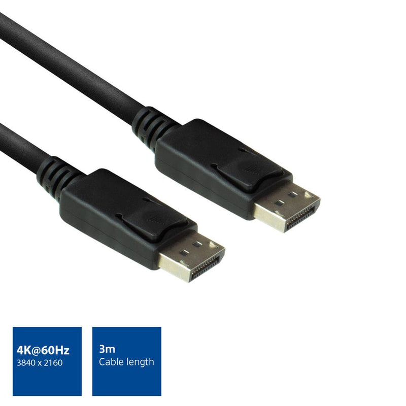 Act connectivity 3 meter displayport kabel male - male (zwart)