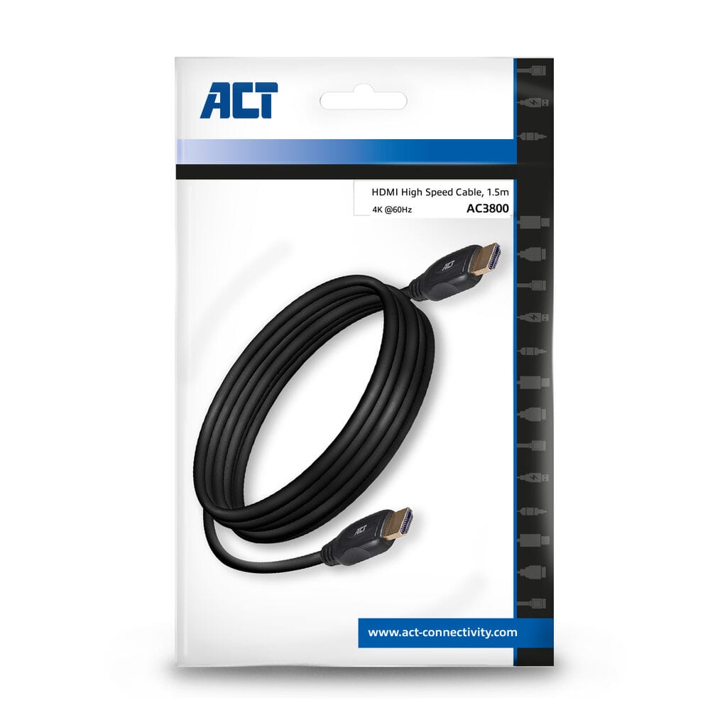 Act 1,5 meter hdmi high speed video kabel v2.0 male - male