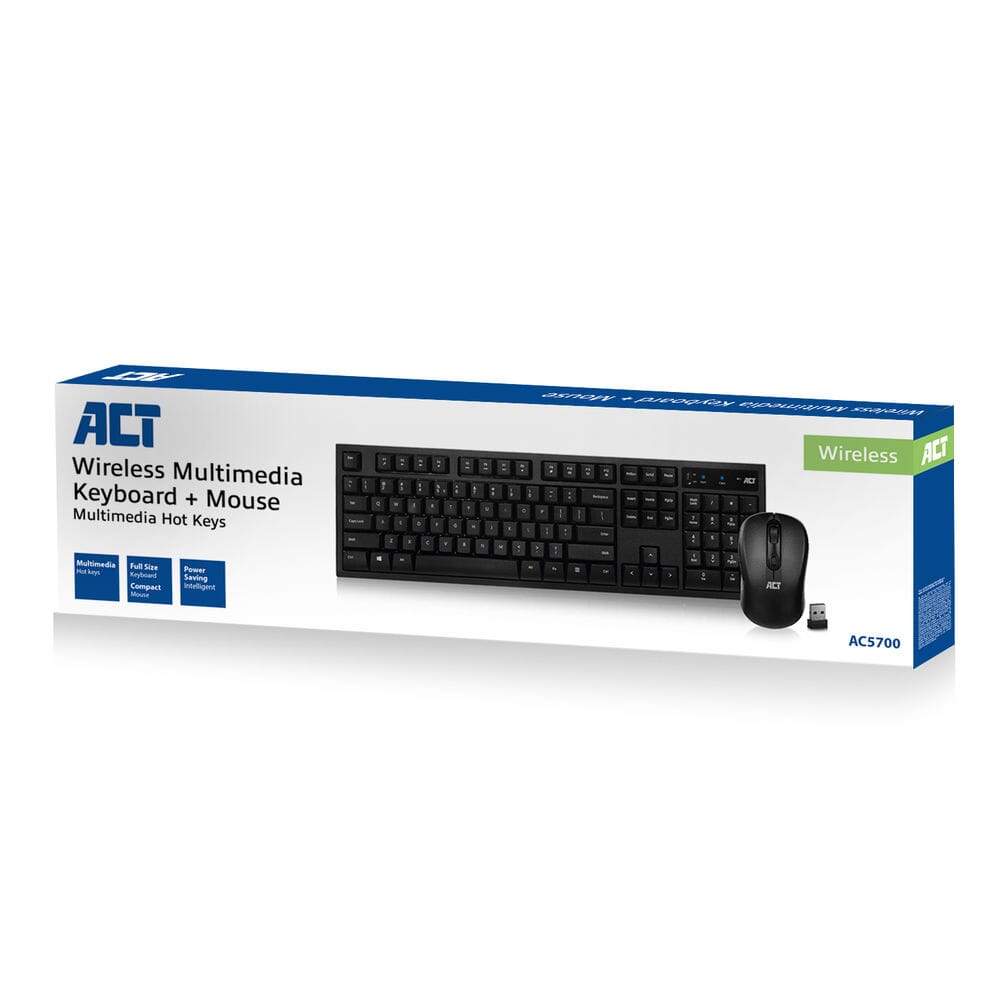 ACT Wireless Keyboard y mouse USB Nano receptor Qwerty