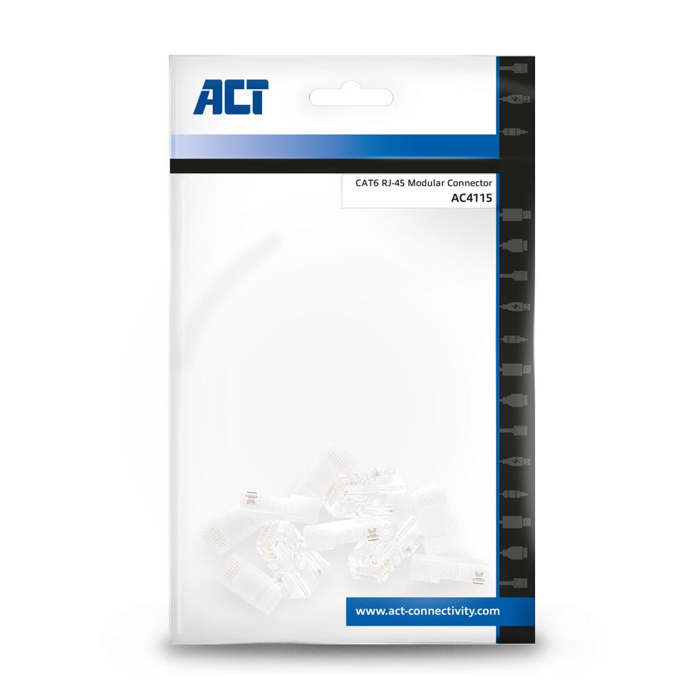 ACT UTP CAT6 Modulare Connector, RJ45, sacchetto zip