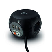 Act vierkante stekkerdoos (pdu) met 3 sockets type f 1,5m - afbeelding 1