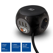 Act vierkante stekkerdoos (pdu) met 3 sockets type f 1,5m - afbeelding 8