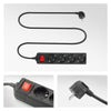 Actuar con interruptor, 4 enchufes, 2 m, negro