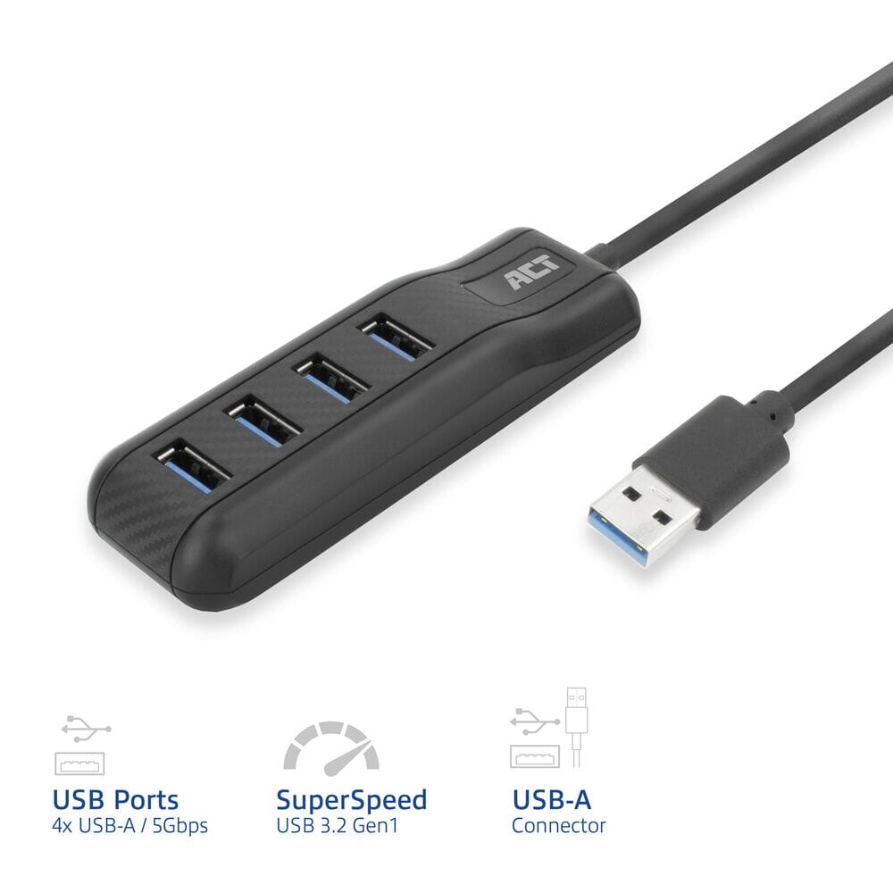 ACT USB-A HUB 3.0, 4 puertos USB-A