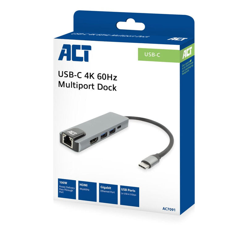 ACT USB-C 4K Docking Station per HDMI Monitor, Ethernet PD