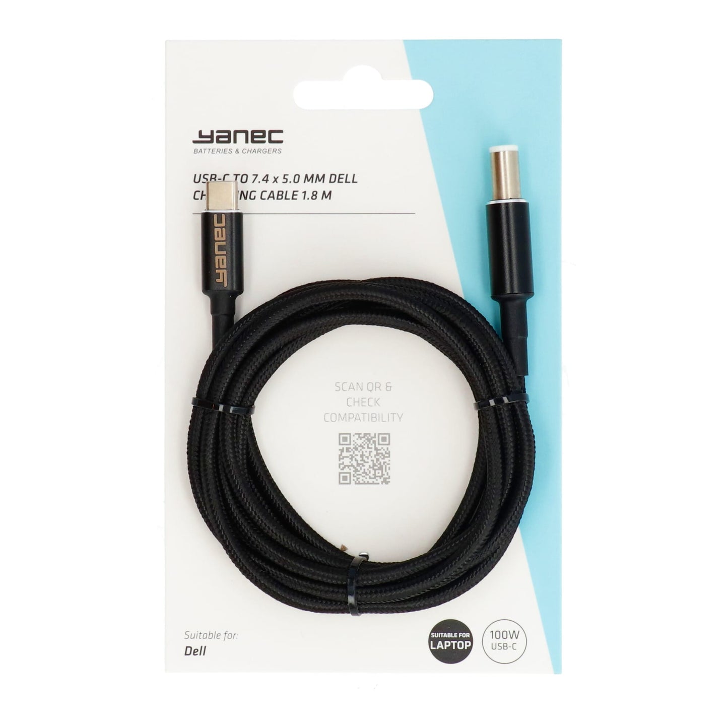 Yanec USB-C a 7.4 x 5.0 mm Cable de carga Dell 1.8m