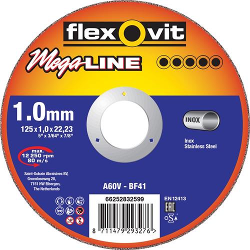 Flexovit dss mega-line 180x1,6x22,23 a36v t41 acciaio inox | 25 pz