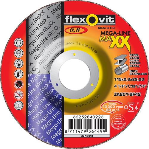 Flexovit dss maxx inox 125x0,8x22,23 za60y t42 | 25 pz