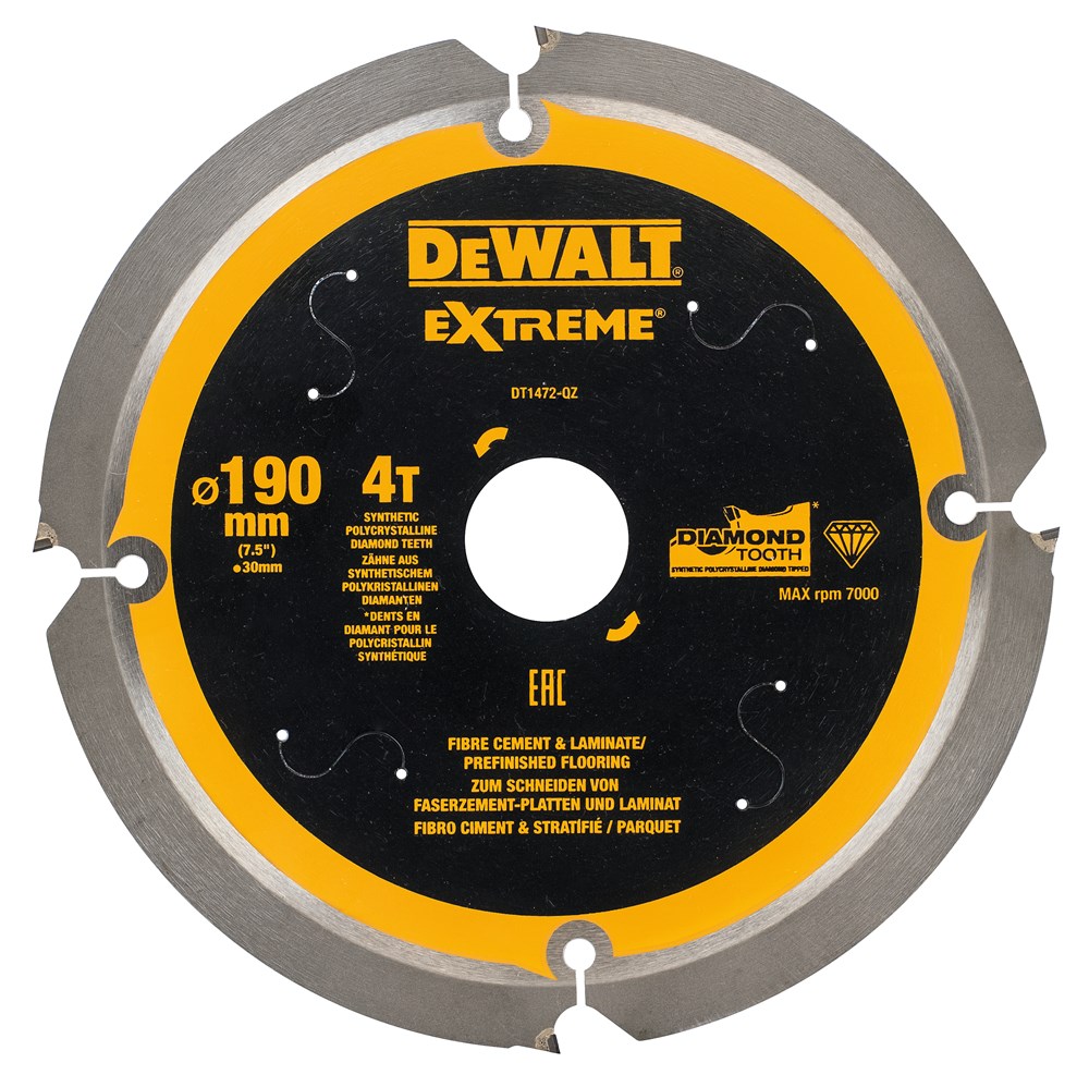 Dewalt accesorios hoja sierra circular pcd fibrocemento laminado 190x30x4t - dt1472-qz