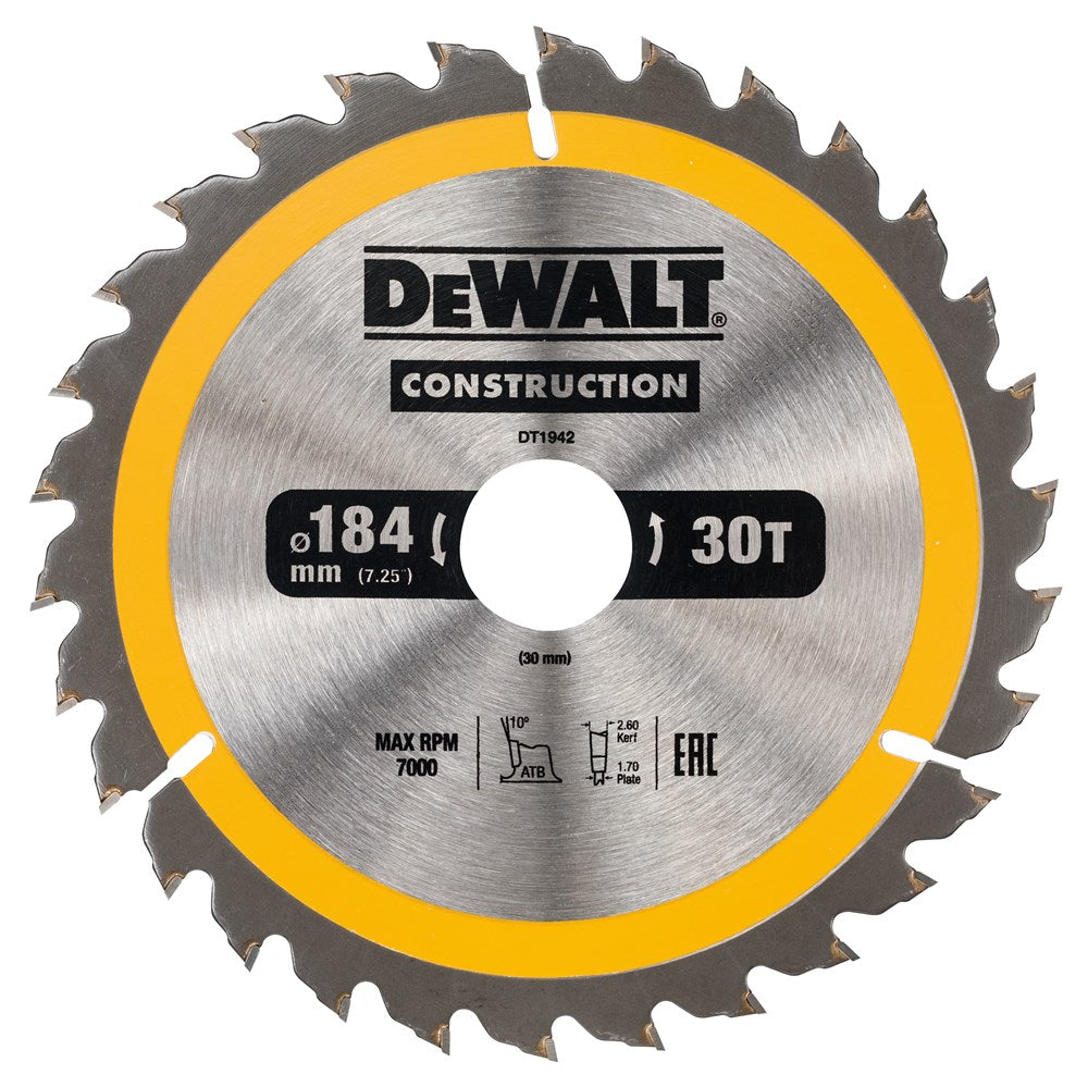 Accessori Dewalt lama per sega circolare 184x30x30t, positiva 10°, tacca 2,6mm - dt1942-qz