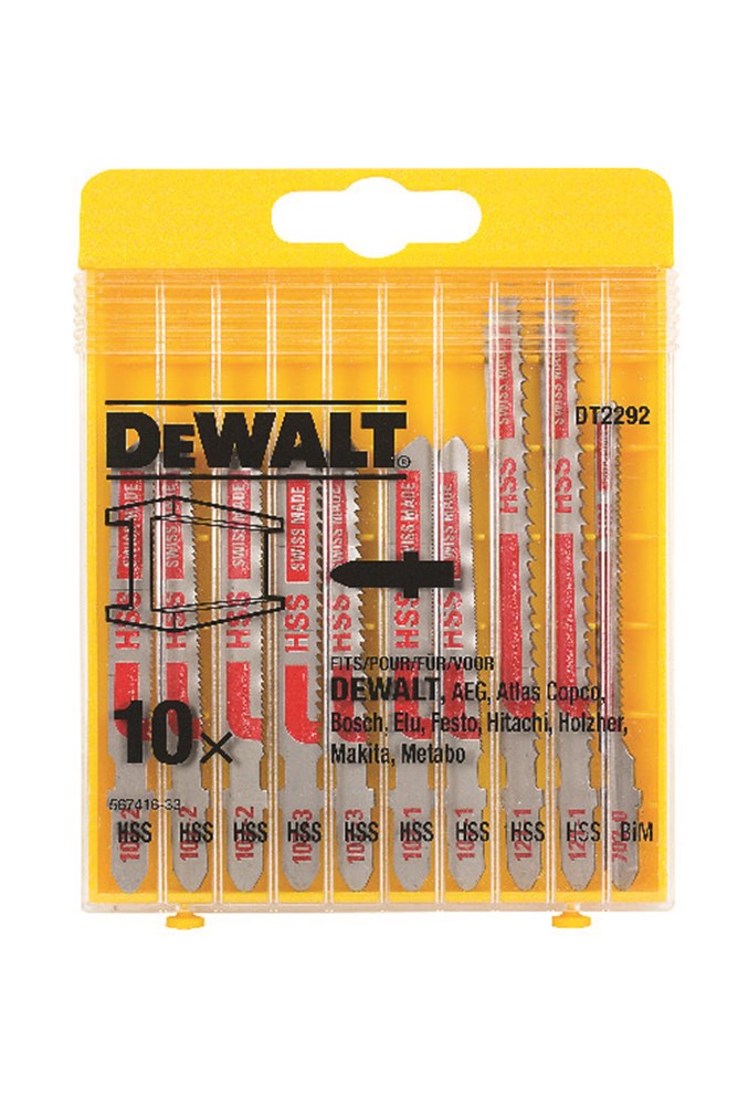 Casete de accesorios dewalt, 10 piezas, hojas de sierra de calar para metal - dt2292-qz
