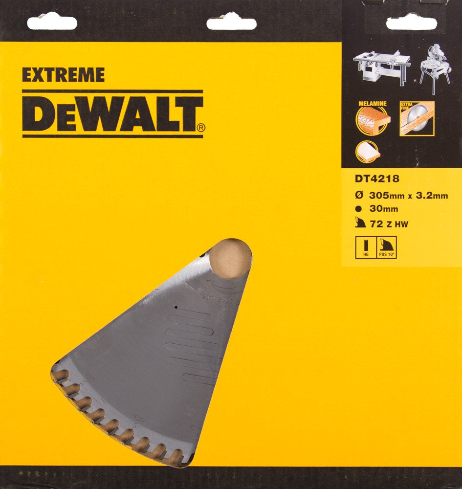 Accesorios Dewalt hoja de sierra circular 305x30x72t, diente hueco, positivo 10°, muesca 3,2mm - dt4218-qz