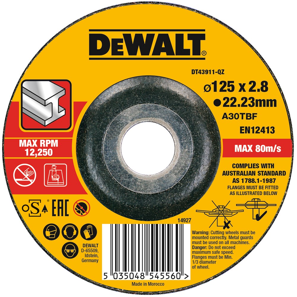 Dewalt accessori extreme 2x disco da taglio metallo 125 x 2,8 x 22,2 mm - dt43911-qz