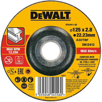 Dewalt accessoires extreme 2x doorslijpschijf metaal 125 x 2.8 x 22,2mm - dt43911-qz