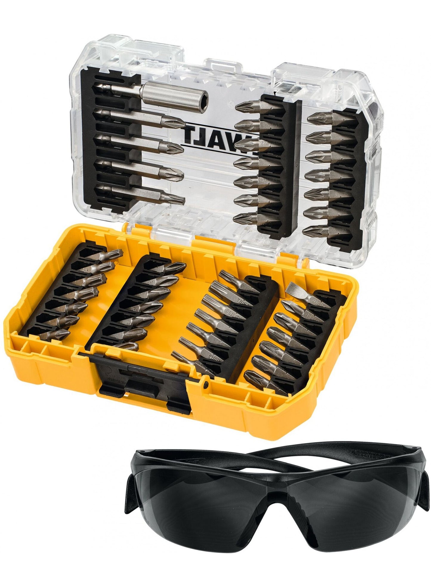 Accessori Dewalt Set di punte per cacciavite da 53 pezzi con occhiali da sole | in casi difficili - dt70703-qz