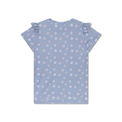 Flor de margarita | Camisa de natación azul UV con mangas cortas