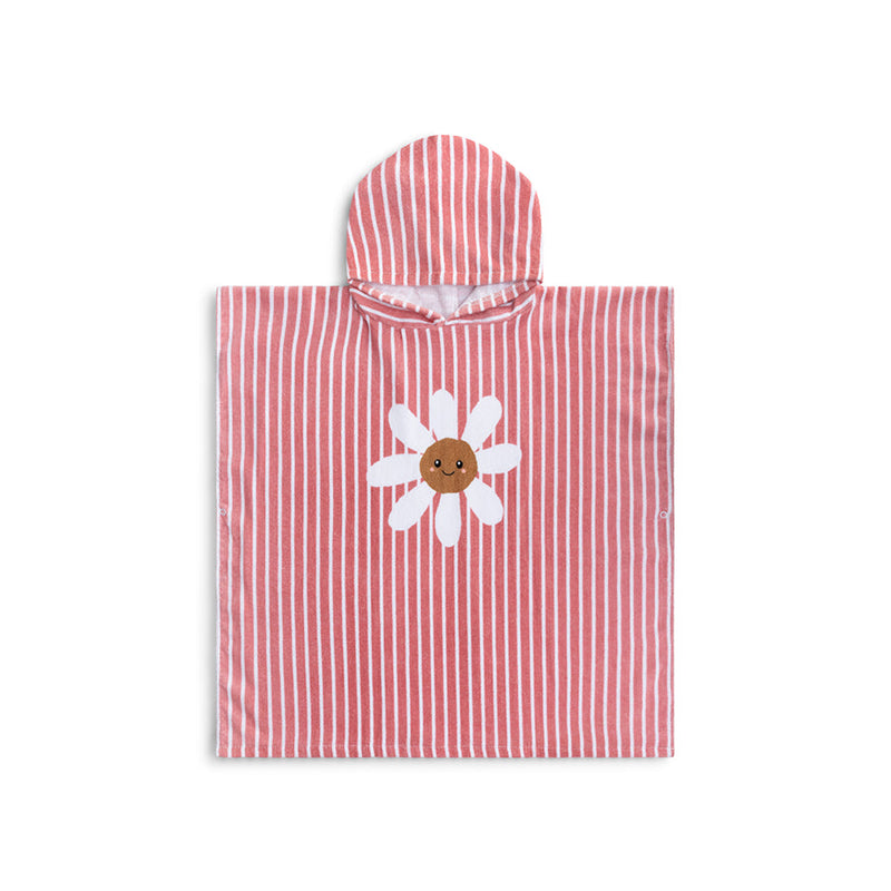 Fiore margherite | Poncho di cotone bianco rosso 65 x 65 cm