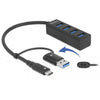Delock 4-Fever USB 3.2 Gen 1 Hub con USB Type-C o USB T