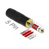 DeLOCK 5-pins stereo 4,4 mm male jack naar 4-pins stereo