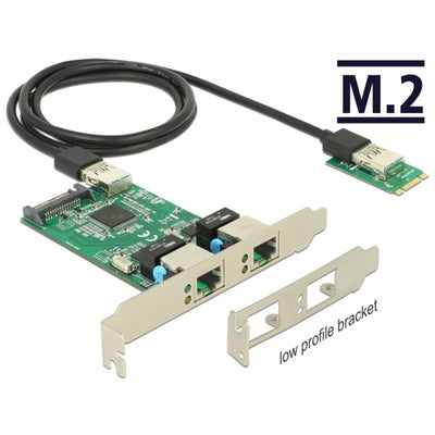 DeLOCK Converter M.2 Key B+M male > 2 x Gigabit LAN