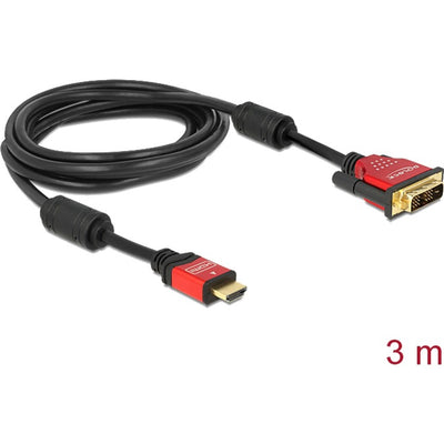 Delock high speed hdmi - hdmi a male > dvi male adapter (zwart, 3 meter)