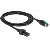Delock poweredusb kabel male 12 v > 2 x 4 pin male voor pos printers en terminals (zwart, 2 meter)