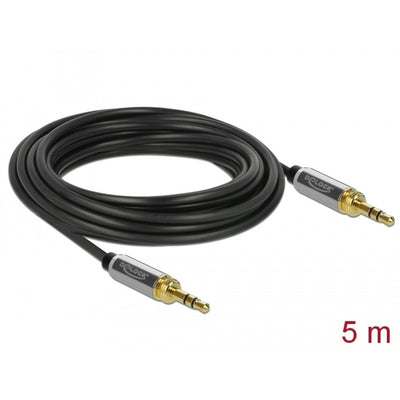 Delock stereokabel 3,5 mm 3 pin-stekker > 3,5 mm 3 pin-stekker (zwart, 5 meter)