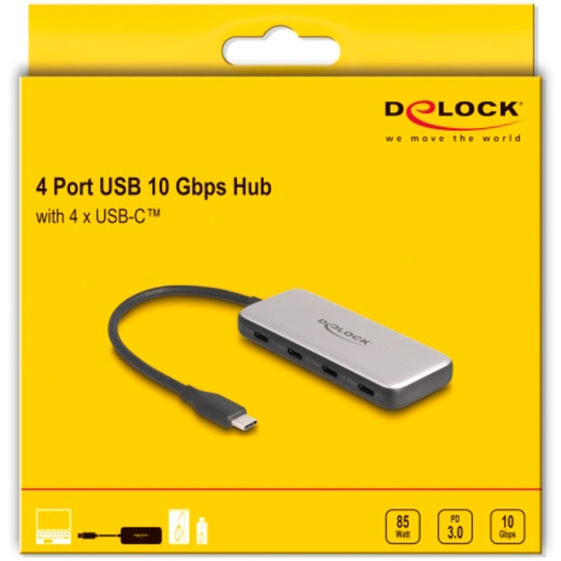 Delock USB 10 GBPS USB Type-C Hub + 4 x USB Type-C Femenino