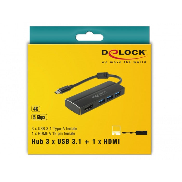 Delock USB-C 3.1> 3x USB-A 3.0 Hub + HDMI