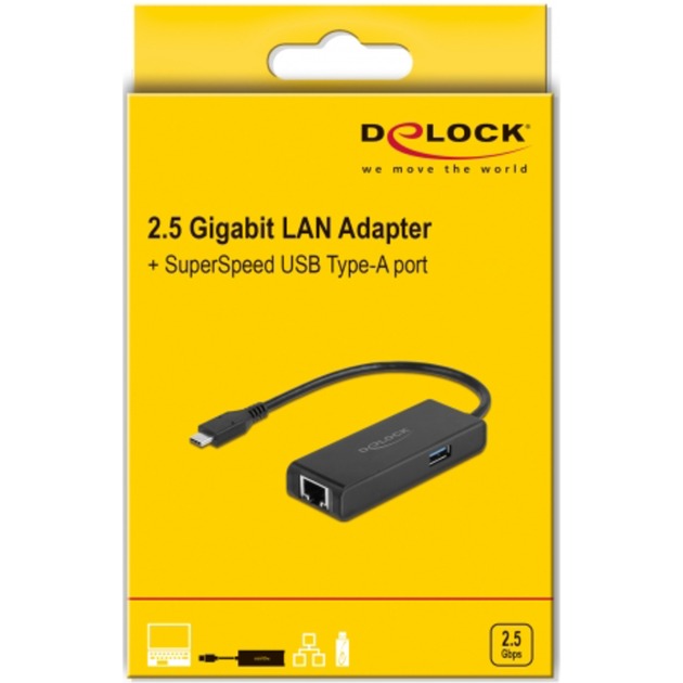 Adaptador USB-C deLock a 2.5 Gigabit Lan con USB-A Femal