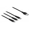 Delock USB Cable de carga 3 en 1 para Lightning, Micro USB