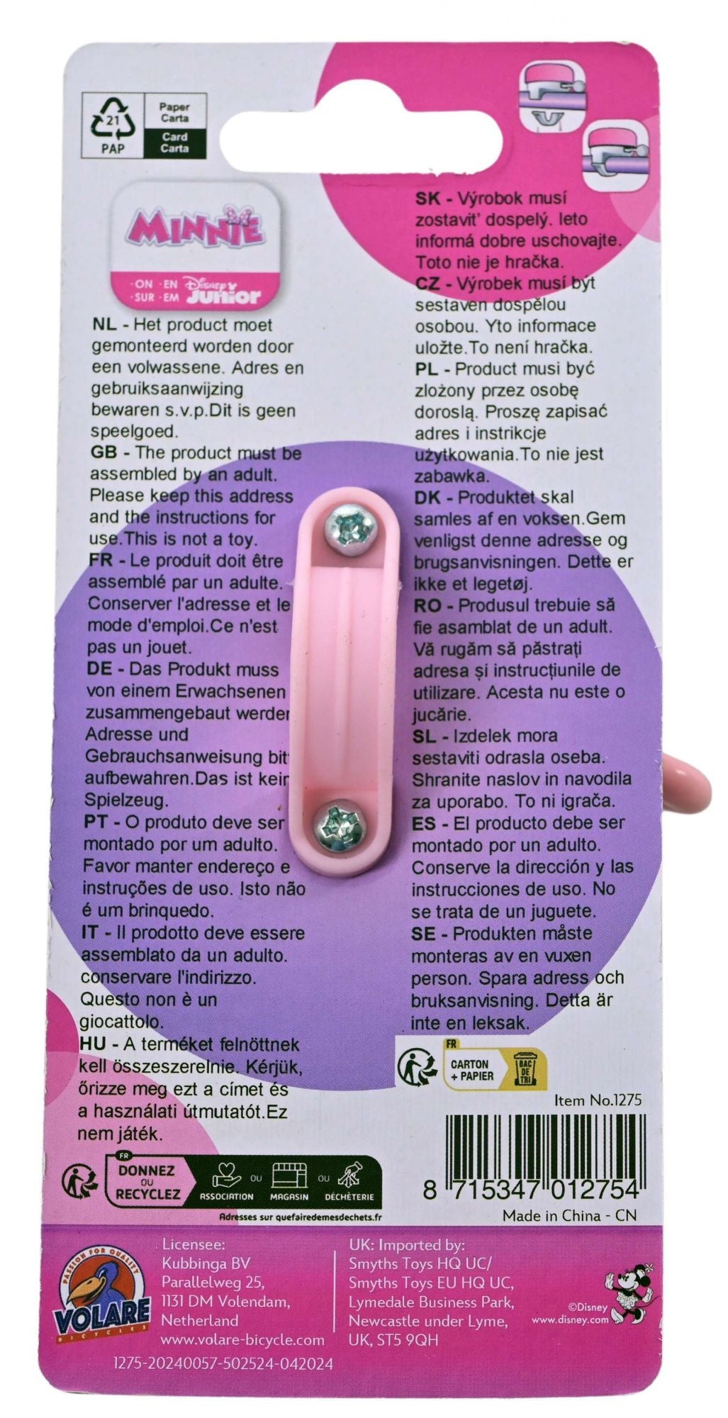 Disney Minnie Bow-Tique Bicycle Bell Girls Pink